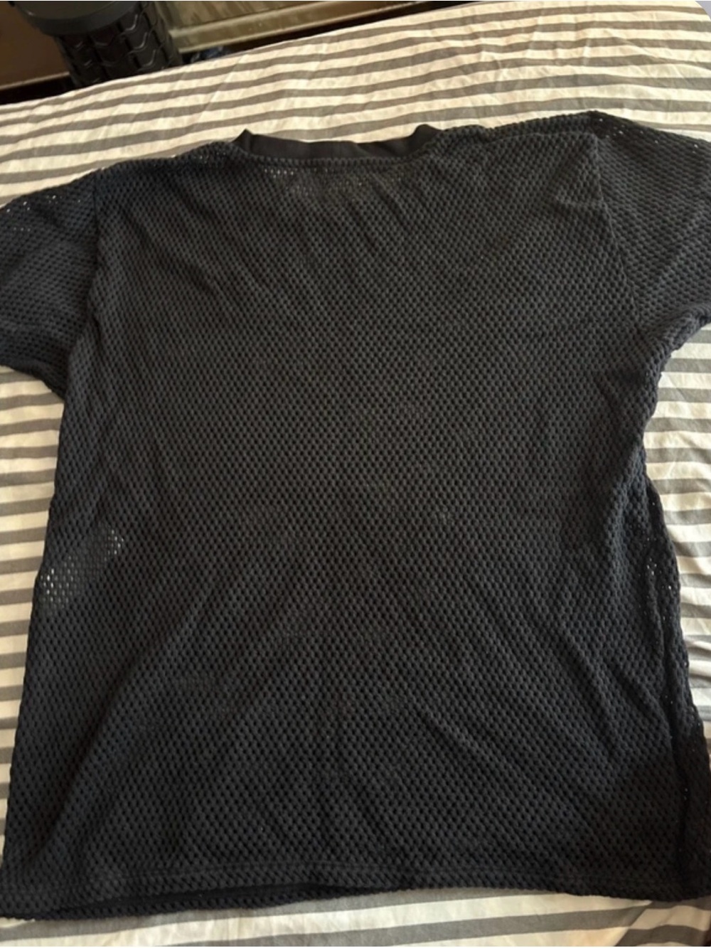 Celine Black Mesh Logo Tee with White Lettering - Picture 3 of 6